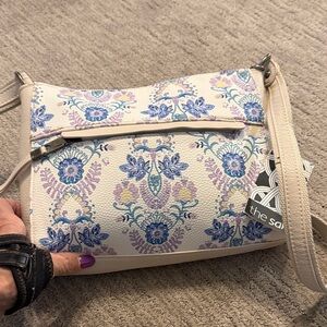 The Sak Cream and Blue Floral Crossbody Bag